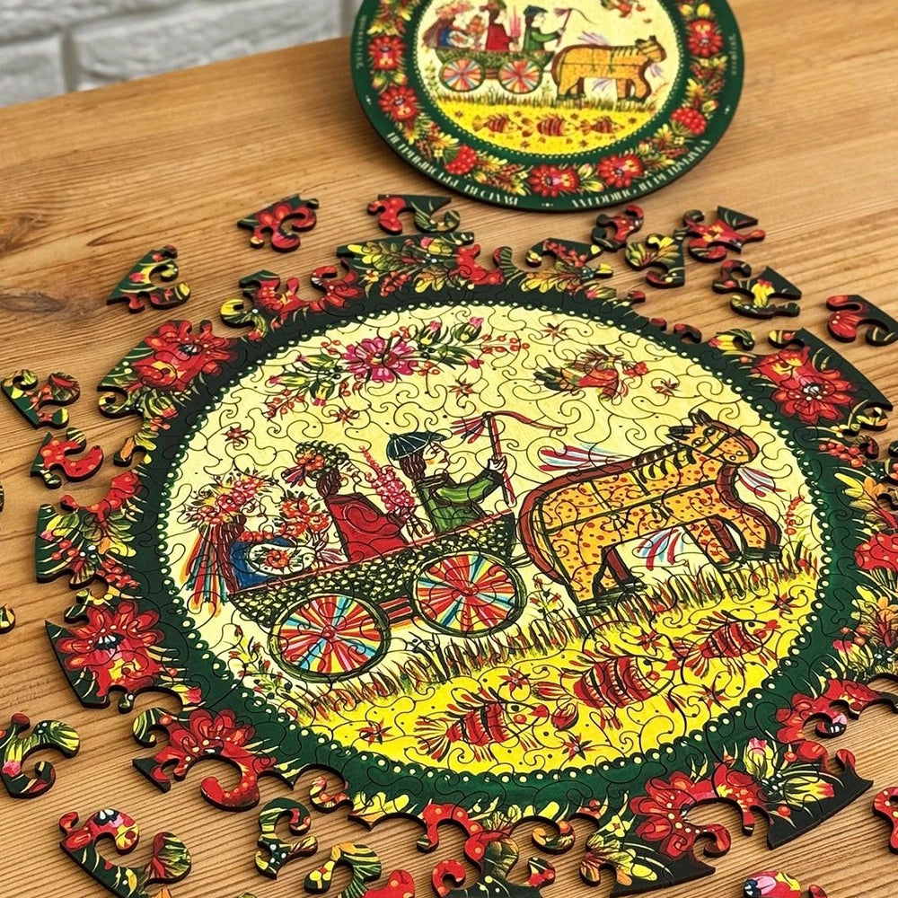 Дерев’яний пазл Петриківське весілля